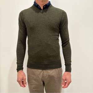 Bonobos Deep Olive Green V-Neck Sweater - Slim Fit